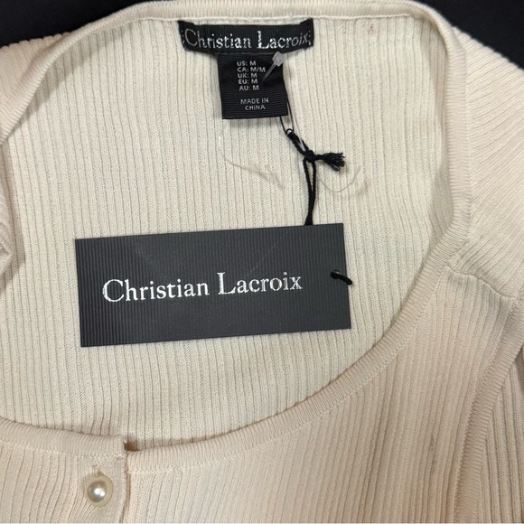 Christian Lacroix NWT Women’s Cream Crop Tank with Pearl Buttons Size Medium - Picture 3 of 6